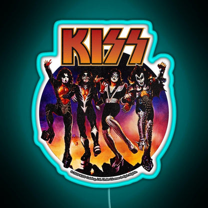 Kiss Vintage Design Rgb Led Neon Sign Pop Wall Art - Shineneon