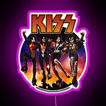 Kiss Vintage Design Rgb Led Neon Sign Pop Wall Art - Shineneon