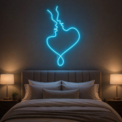 Kissing Couple Heart LED Neon Sign real lifestyle scene