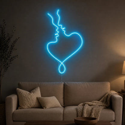 Kissing Couple Heart LED Neon Sign size image
