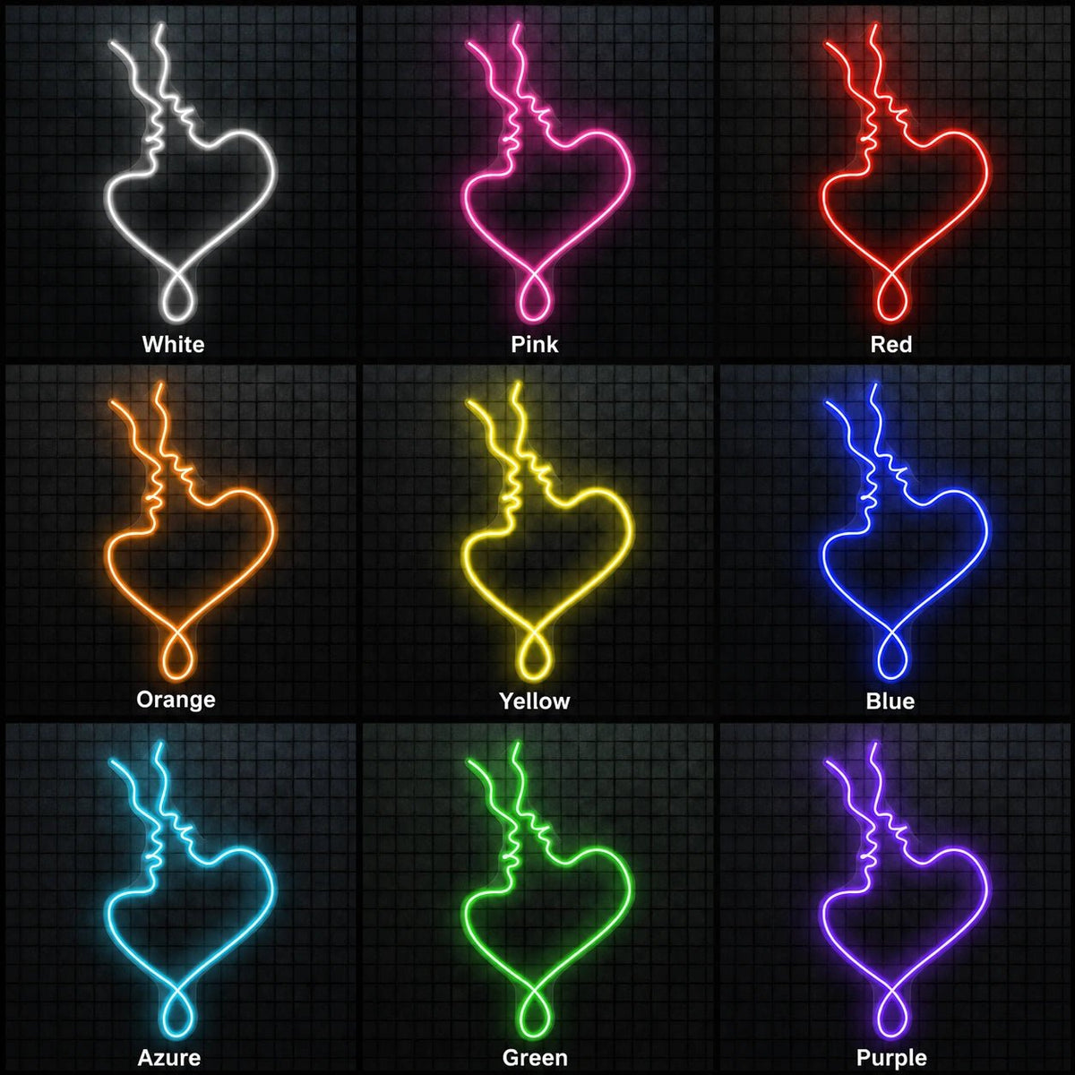 Kissing Couple Heart LED Neon Sign - Shineneon
