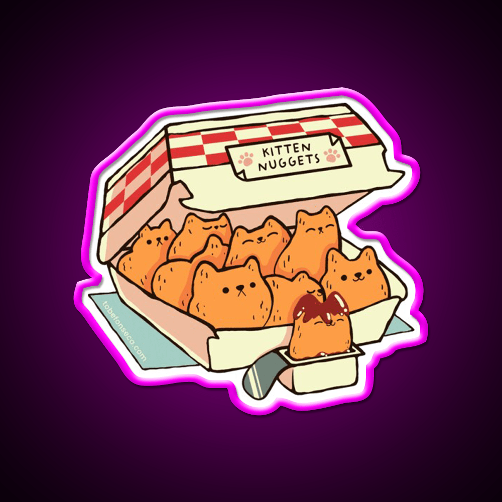Kitten Nuggets Cat Fonseca Fast Food Led Neon Sign For Burger Place Rgb Color - Shineneon