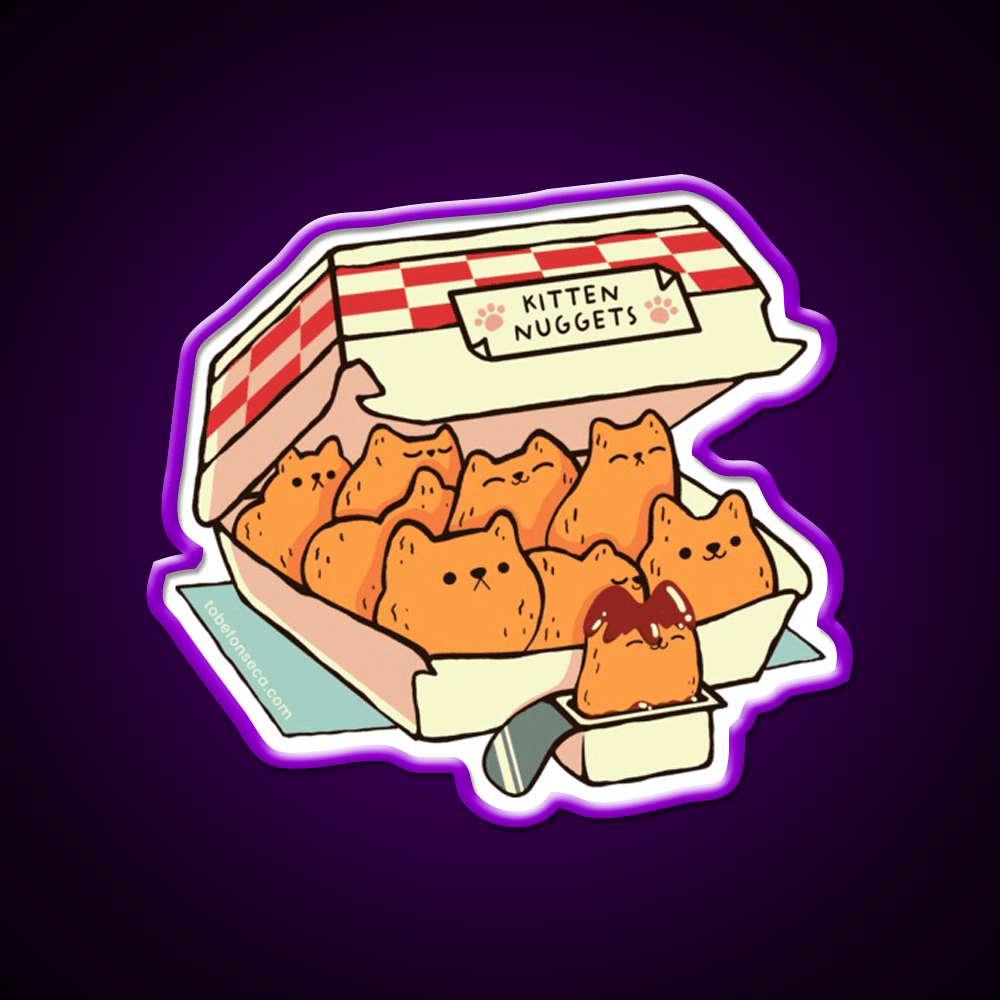 Kitten Nuggets Cat Fonseca Fast Food Led Neon Sign For Burger Place Rgb Color - Shineneon