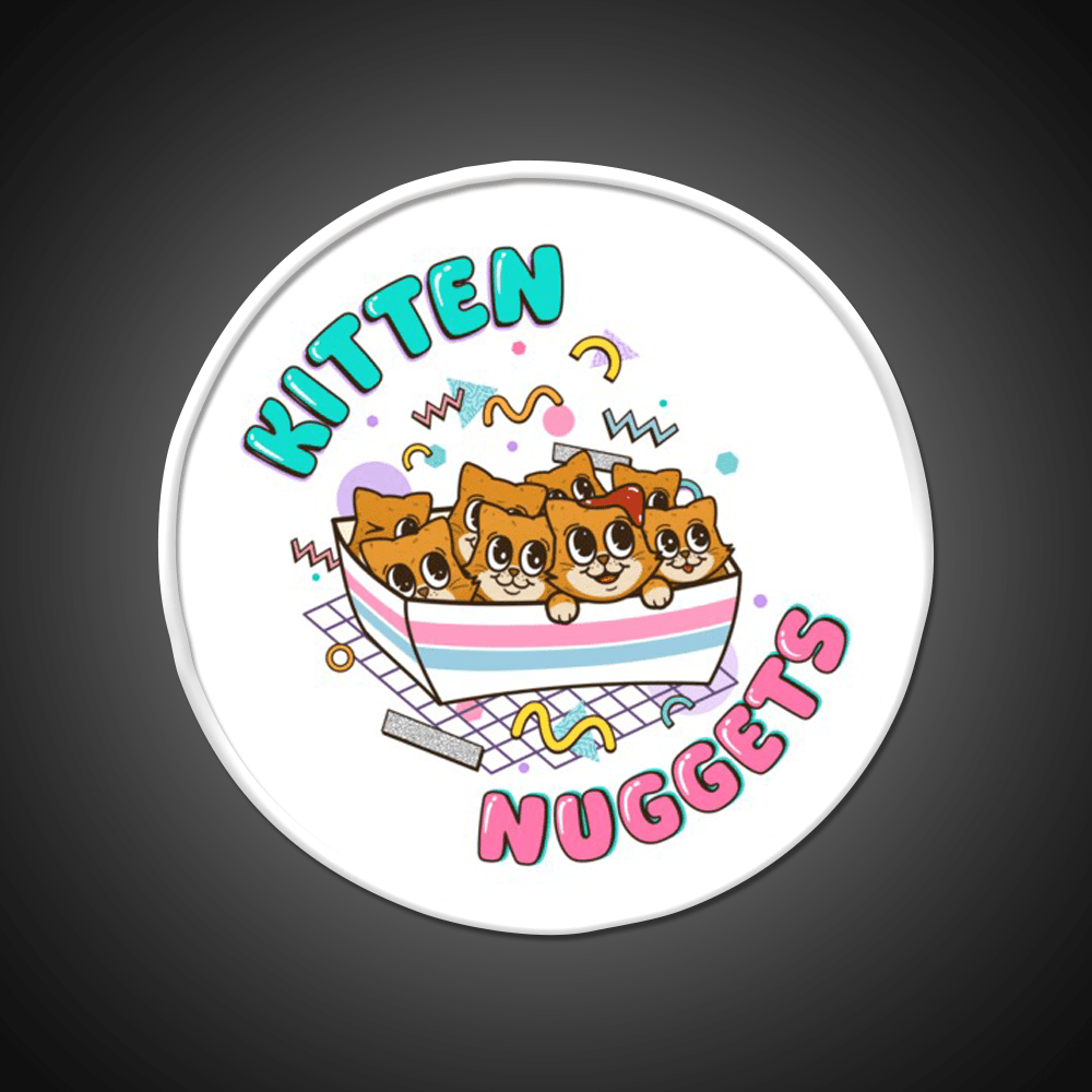 Kitten Nuggets Cute Funny 90S Fast Food Led Neon Sign For Burger Place Rgb Color - Shineneon