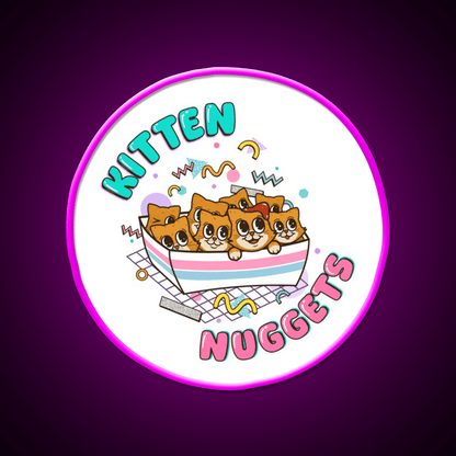 Kitten Nuggets Cute Funny 90S Fast Food Led Neon Sign For Burger Place Rgb Color - Shineneon
