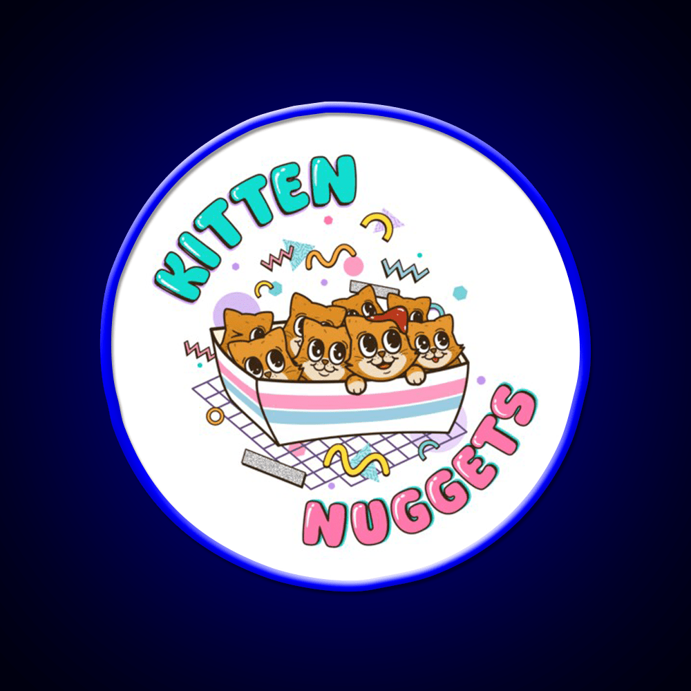 Kitten Nuggets Cute Funny 90S Fast Food Led Neon Sign For Burger Place Rgb Color - Shineneon
