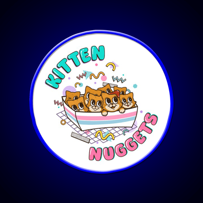 Kitten Nuggets Cute Funny 90S Fast Food Led Neon Sign For Burger Place Rgb Color - Shineneon