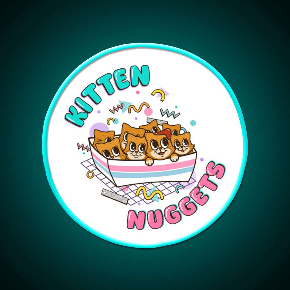 Kitten Nuggets Cute Funny 90S Fast Food Led Neon Sign For Burger Place Rgb Color - Shineneon