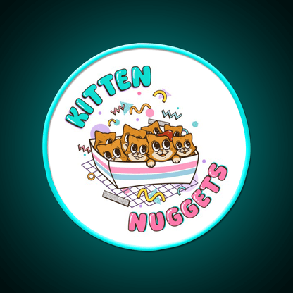 Kitten Nuggets Cute Funny 90S Fast Food Led Neon Sign For Burger Place Rgb Color - Shineneon