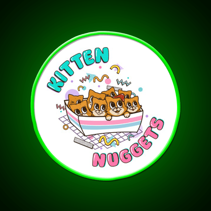 Kitten Nuggets Cute Funny 90S Fast Food Led Neon Sign For Burger Place Rgb Color - Shineneon