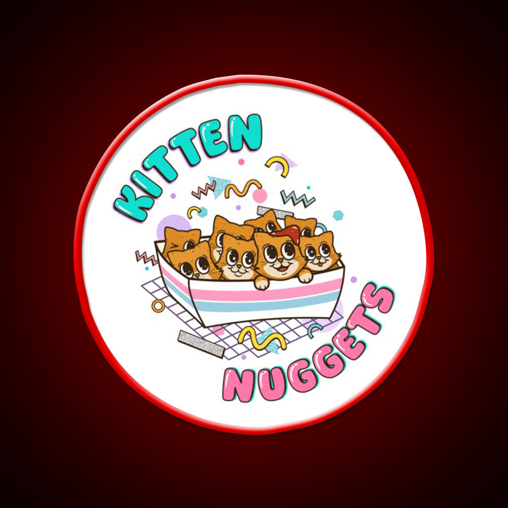 Kitten Nuggets Cute Funny 90S Fast Food Led Neon Sign For Burger Place Rgb Color - Shineneon