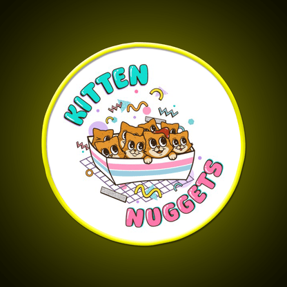 Kitten Nuggets Cute Funny 90S Fast Food Led Neon Sign For Burger Place Rgb Color - Shineneon