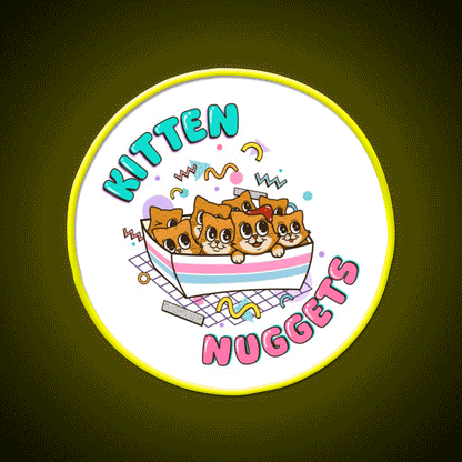 Kitten Nuggets Cute Funny 90S Fast Food Led Neon Sign For Burger Place Rgb Color - Custom LED neon sign front view