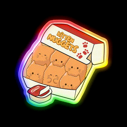 Kitten Nuggets Fast Food Led Neon Sign For Burger Place Rgb Color - LED neon sign close-up detail