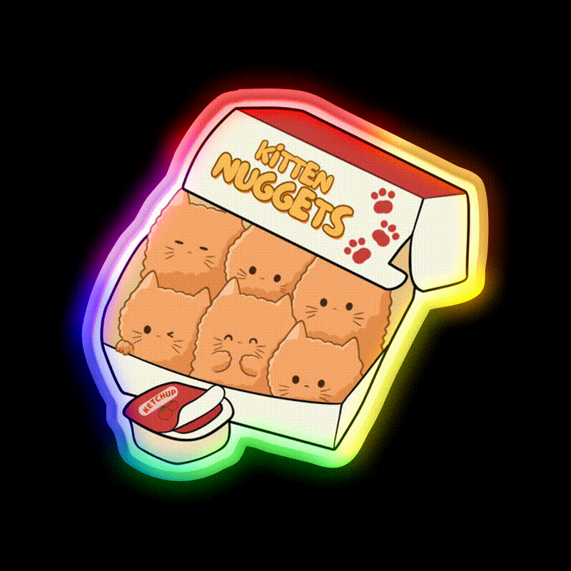 Kitten Nuggets Fast Food Led Neon Sign For Burger Place Rgb Color - LED neon sign close-up detail
