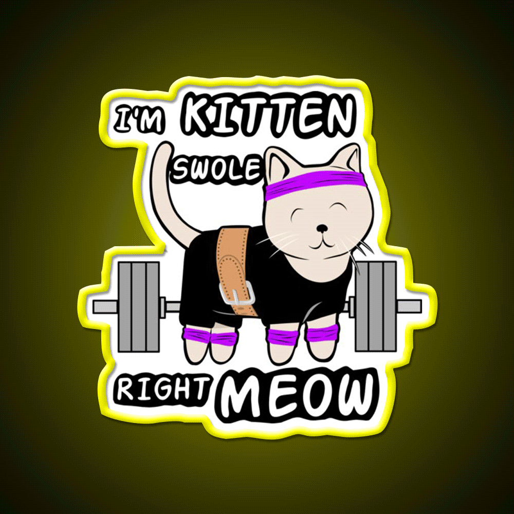Kitten Swole Gym Fitness Led Neon Sign Rgb Color