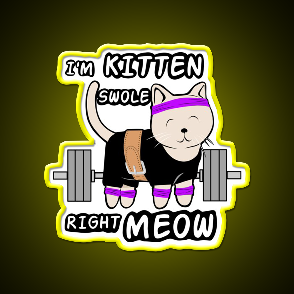 Kitten Swole Gym Fitness Led Neon Sign Rgb Color