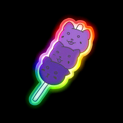 Kitty Cat Dango Snack Food Led Neon Sign Rgb Color - LED neon sign close-up detail