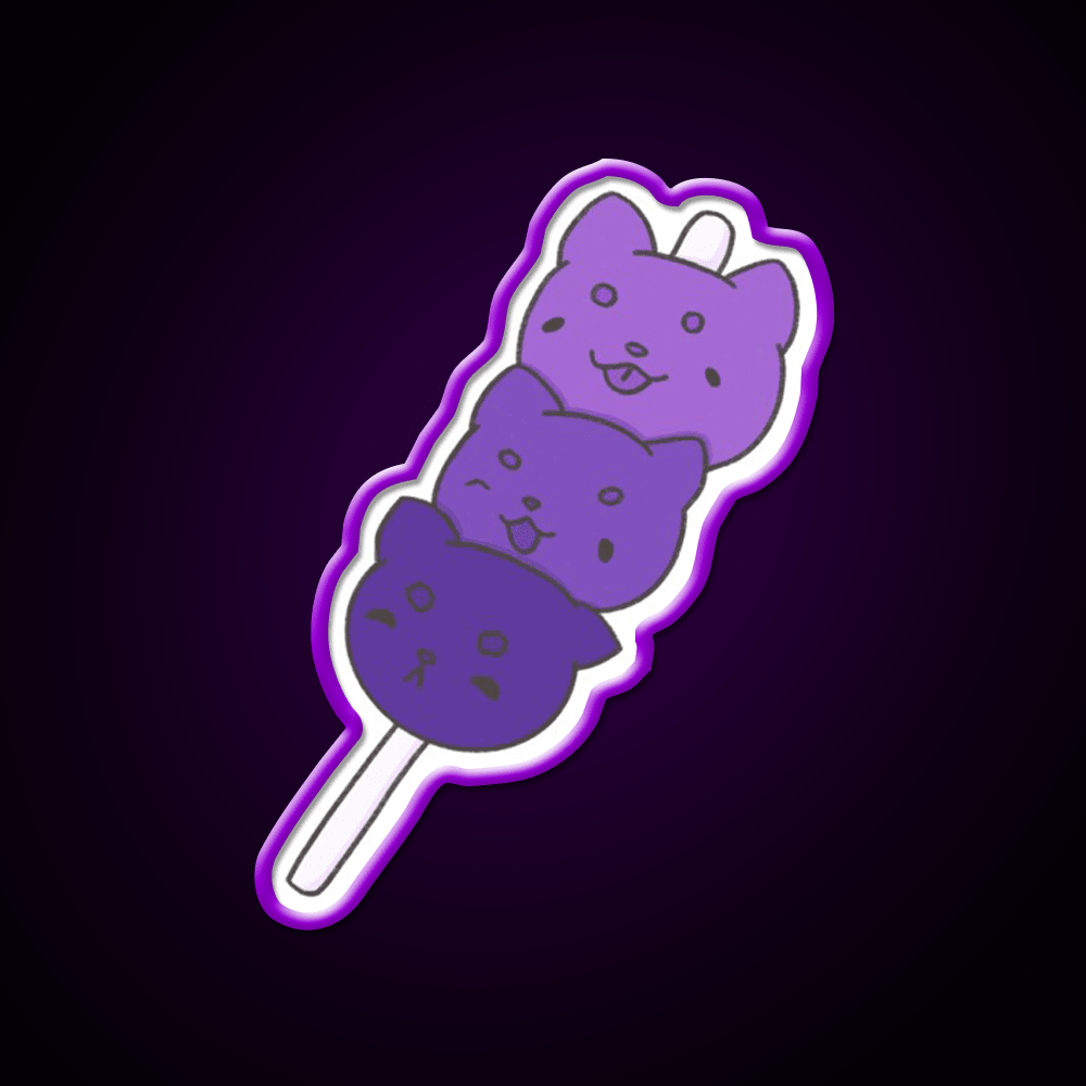 Kitty Cat Dango Snack Food Led Neon Sign Rgb Color - Shineneon