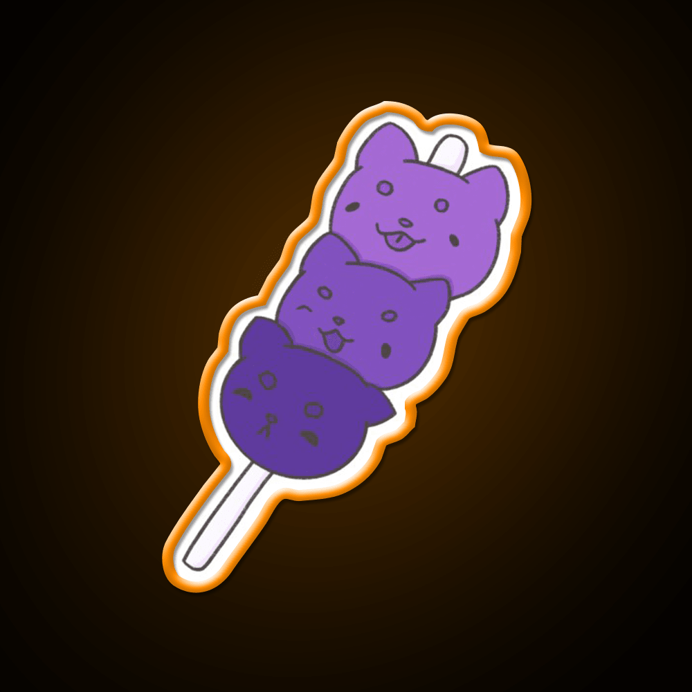 Kitty Cat Dango Snack Food Led Neon Sign Rgb Color - Shineneon