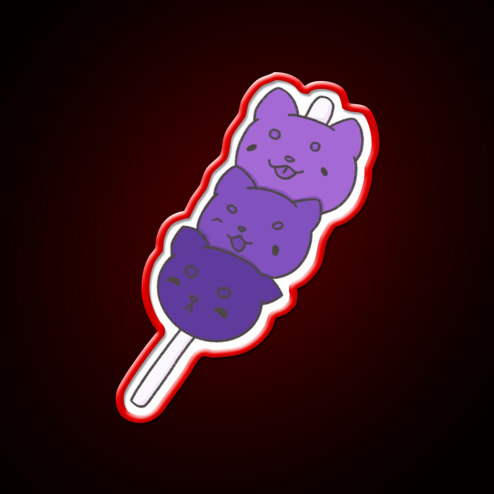 Kitty Cat Dango Snack Food Led Neon Sign Rgb Color - Shineneon