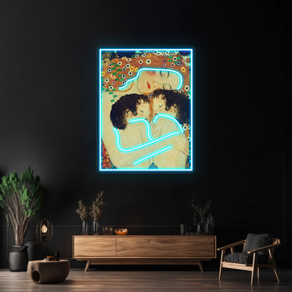 Klimt Three Ages Of Woman Mother And Child Wall Artwork Neon Signs