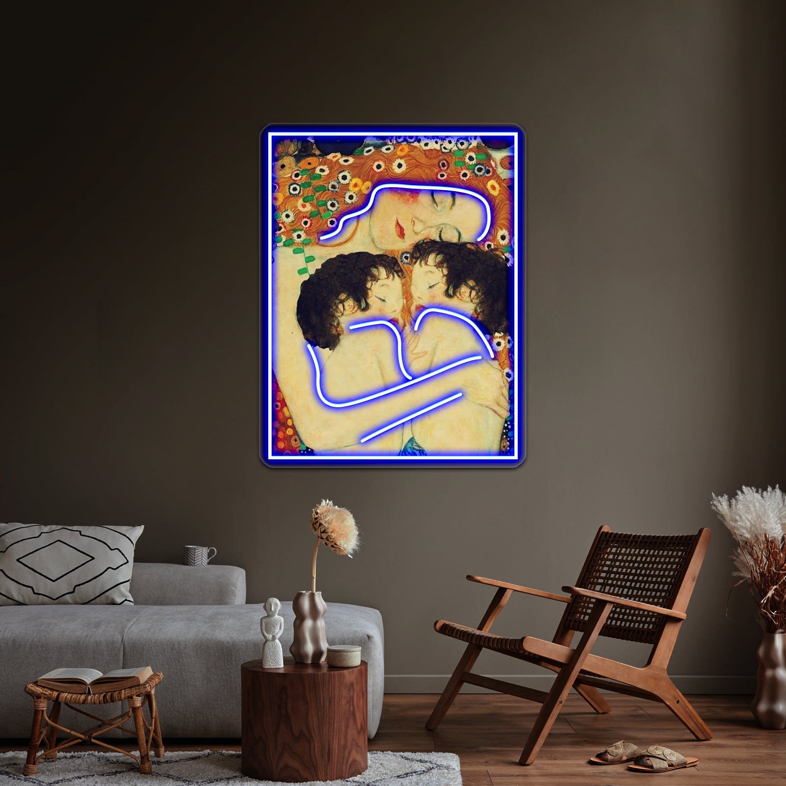 Klimt Three Ages Of Woman Mother And Child Wall Artwork Neon Signs | Shineneon