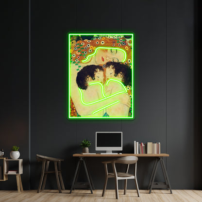 Klimt Three Ages Of Woman Mother And Child Wall Artwork Neon Signs