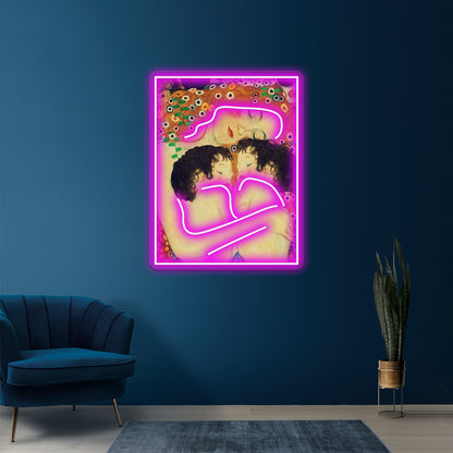 Klimt Three Ages Of Woman Mother And Child Wall Artwork Neon Signs