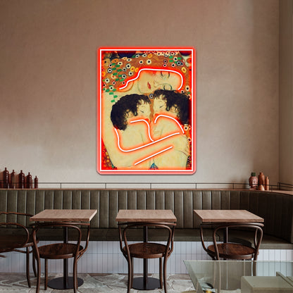 Klimt Three Ages Of Woman Mother And Child Wall Artwork Neon Signs