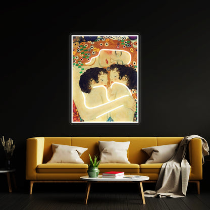 Klimt Three Ages Of Woman Mother And Child Wall Artwork Neon Signs