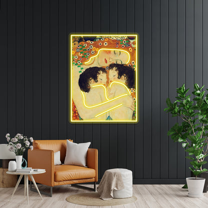 Klimt Three Ages Of Woman Mother And Child Wall Artwork Neon Signs