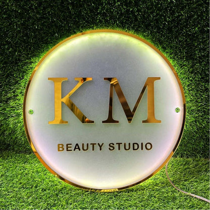 Km Beauty Studio Acrylic Business Logo Sign - Shineneon