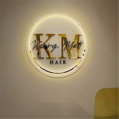 Km Hair Acrylic Business Logo Sign - Shineneon