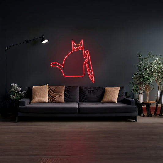 Knife Cat Led Neon Sign Bedroom Neon Sign