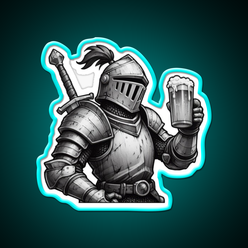 Knight With Beer Cheers Beer Bar Decor Led Neon Sign Rgb Color - Size and dimension reference