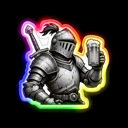 Knight With Beer Cheers Beer Bar Decor Led Neon Sign Rgb Color - LED neon sign close-up detail