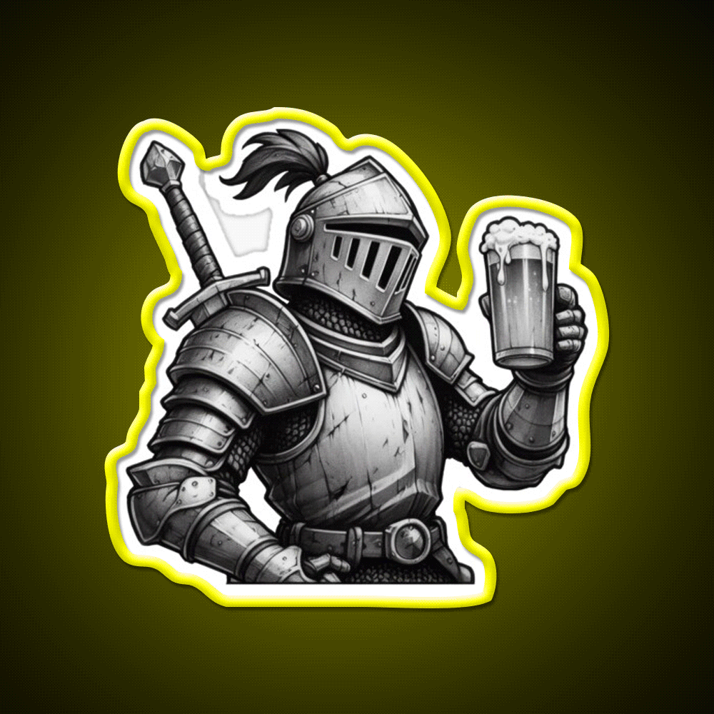 Knight With Beer Cheers Beer Bar Decor Led Neon Sign Rgb Color - Custom LED neon sign front view