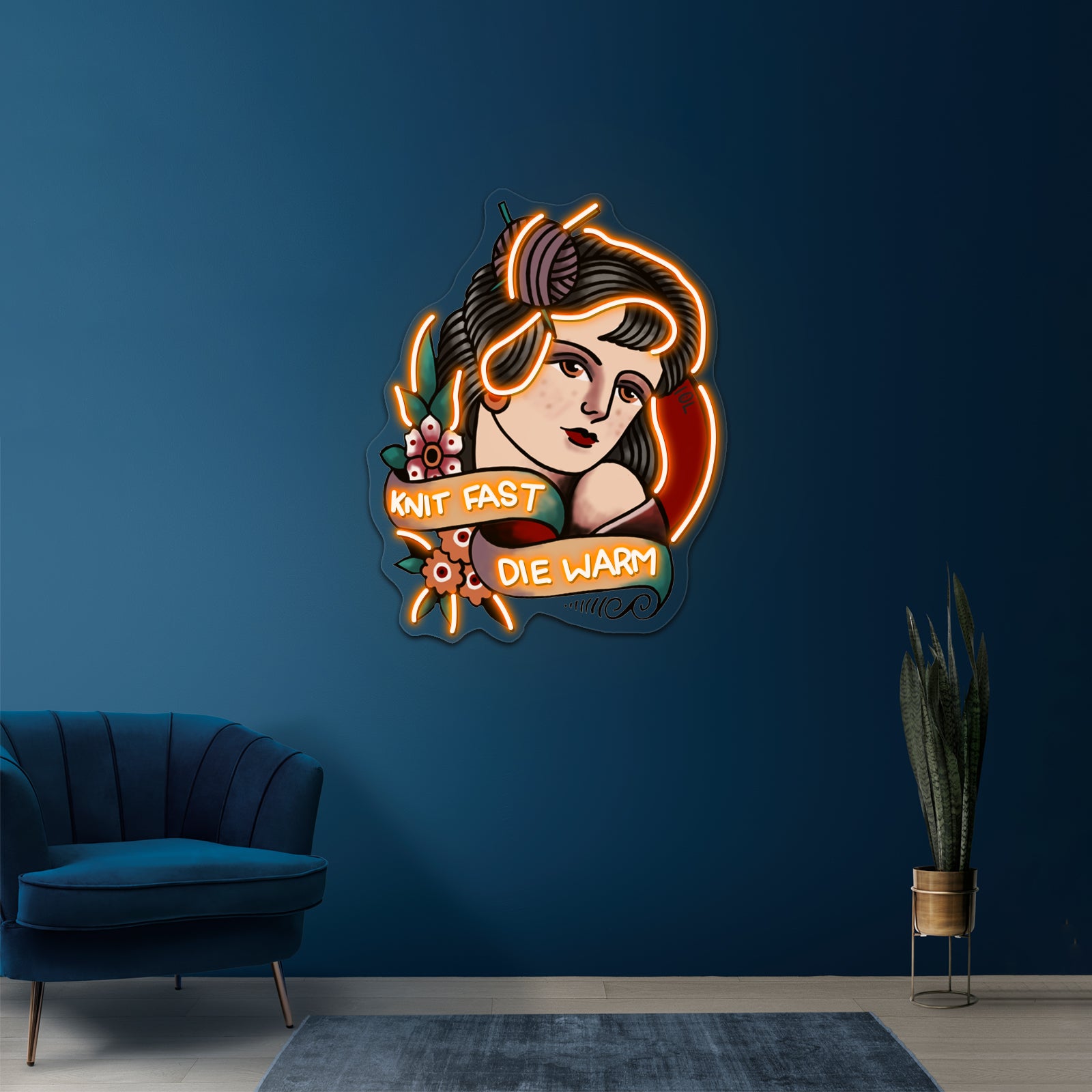 Knit Fast Die Warm Artwork Neon Signs For Sale | Shineneon