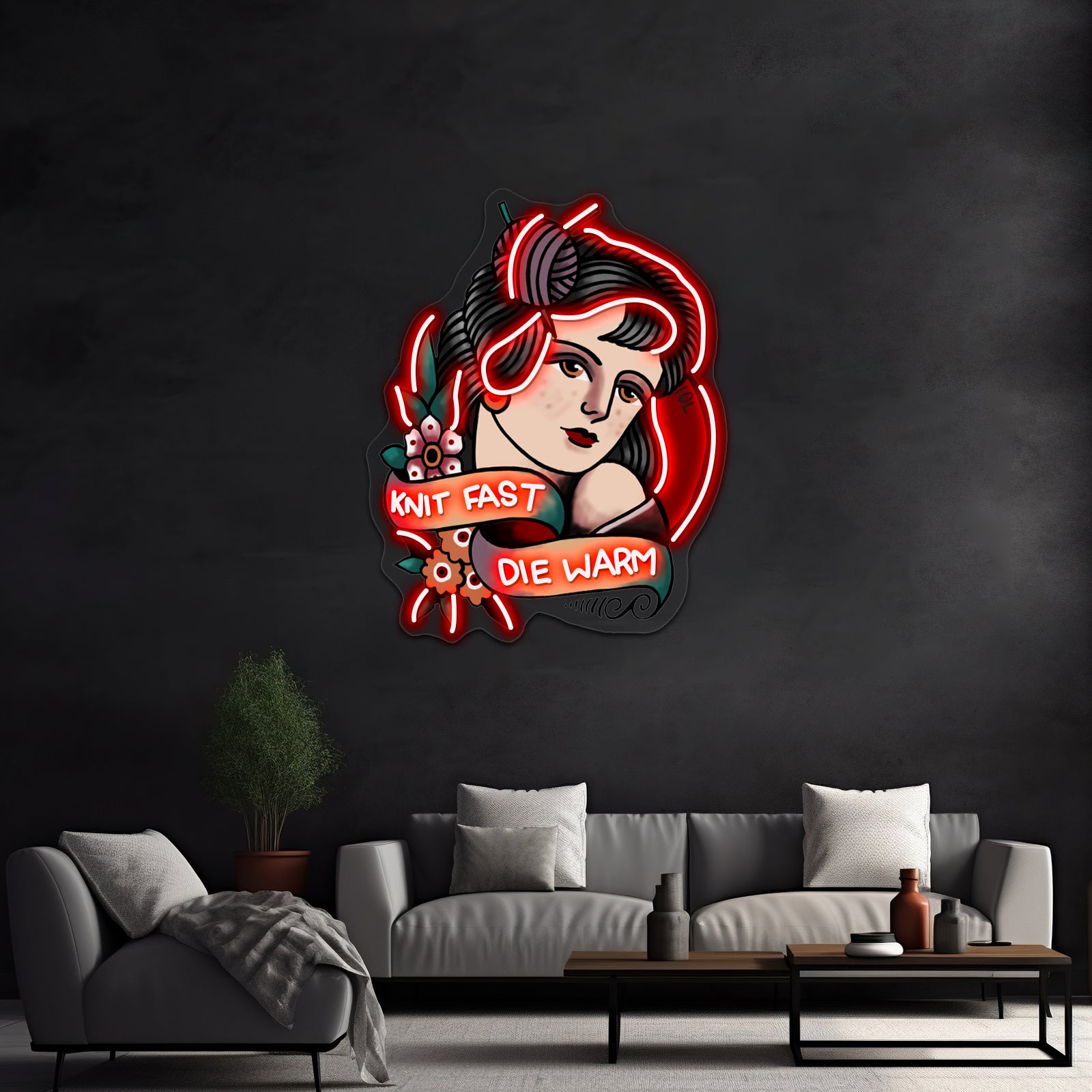 Knit Fast Die Warm Artwork Neon Signs For Sale | Shineneon