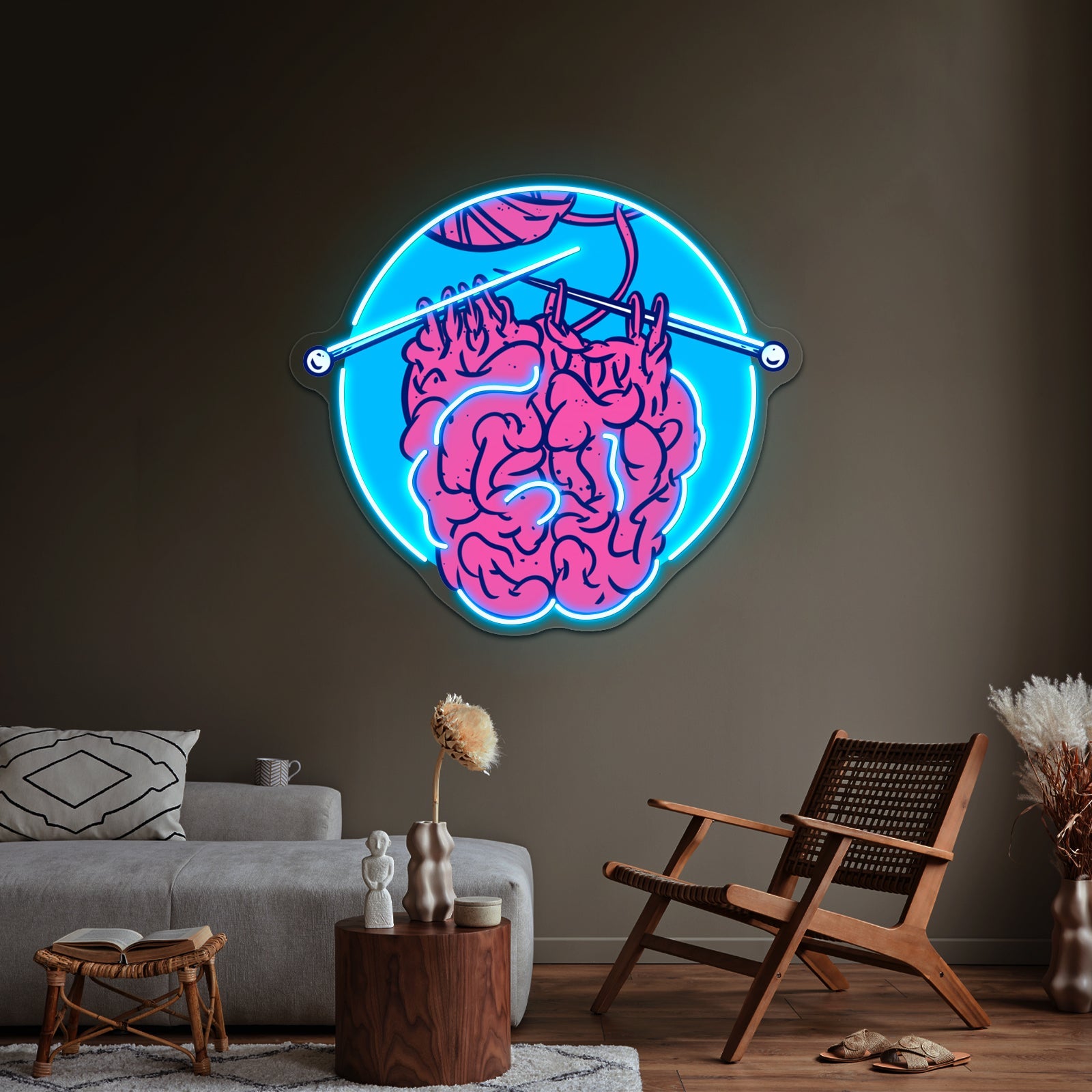 Knitting A Brain Artwork Neon Signs For Sale - Shineneon