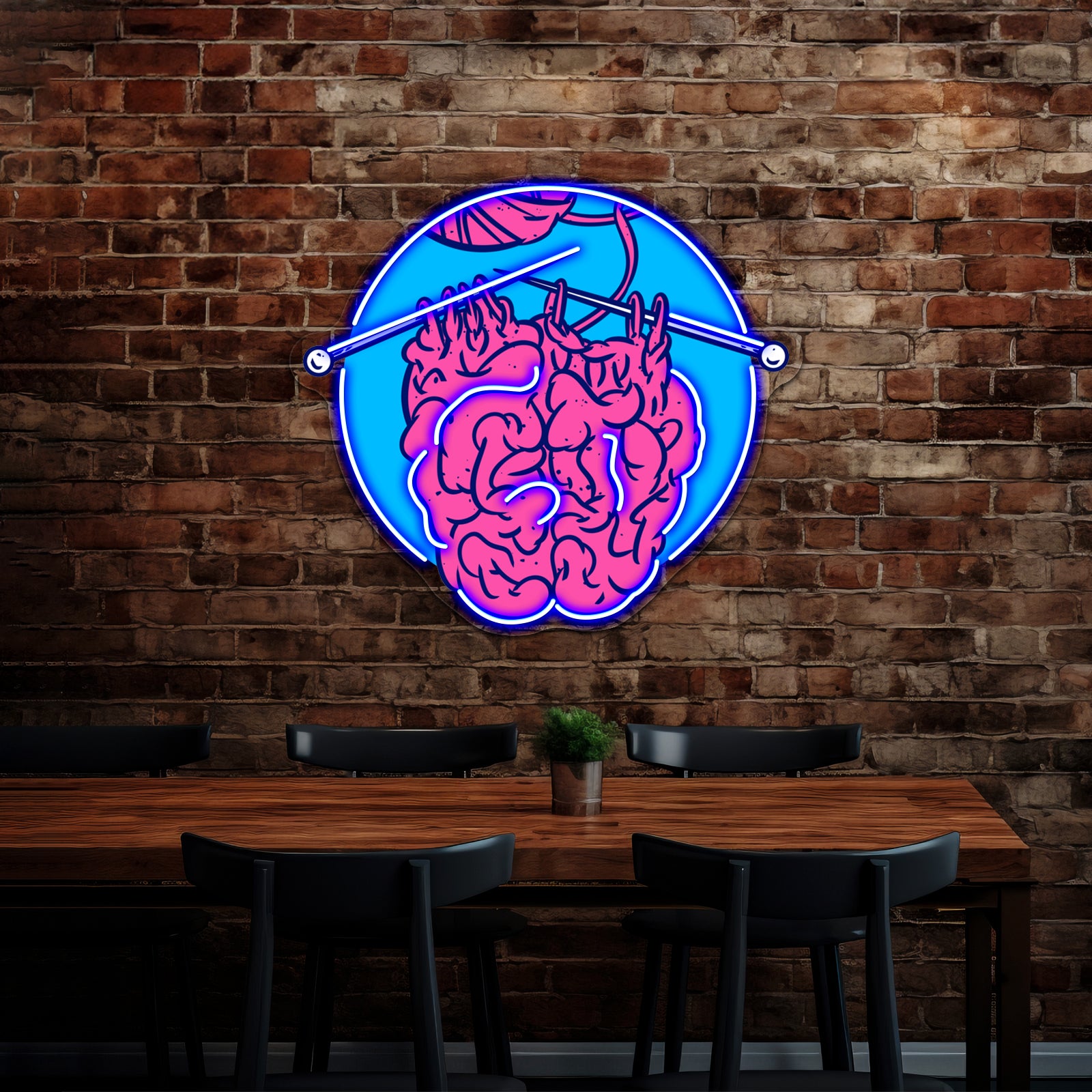 Knitting A Brain Artwork Neon Signs For Sale