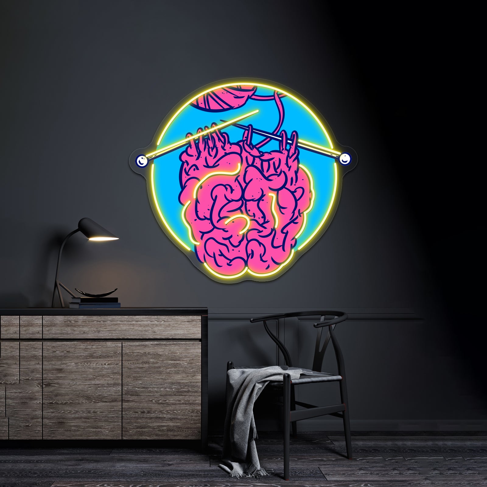 Knitting A Brain Artwork Neon Signs For Sale