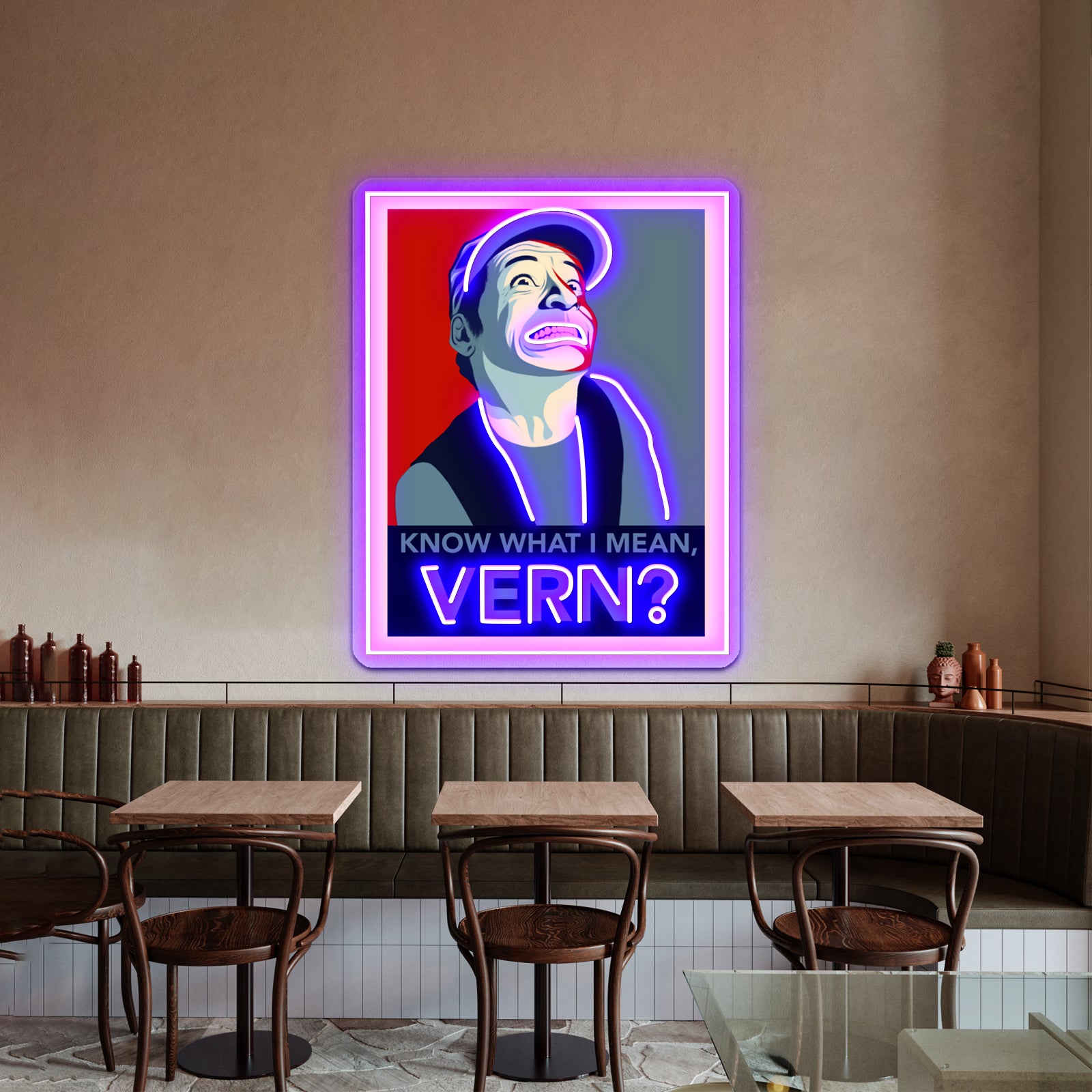 Know What I Mean Vern Artwork Neon Signs For Sale - Neon sign mounted on wall in room