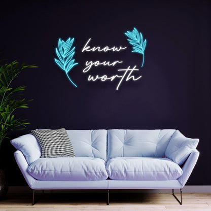 Know Your Worth Led Neon Sign Inspire Confidence And Self-Love | Shineneon