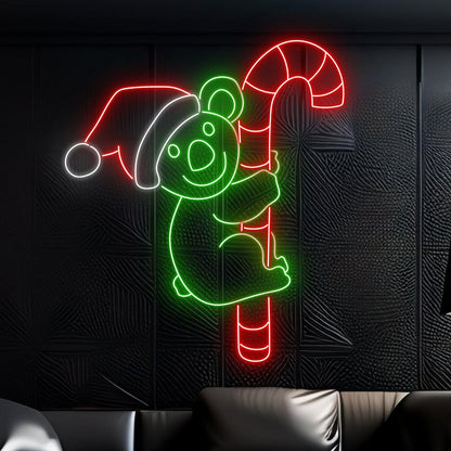 Koala Hug Candy Cane Led Neon Sign For Home Decor | Shineneon
