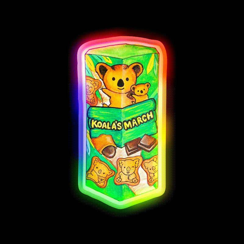 Koalas March Watercolor Snack Food Led Neon Sign Rgb Color - LED neon sign close-up detail