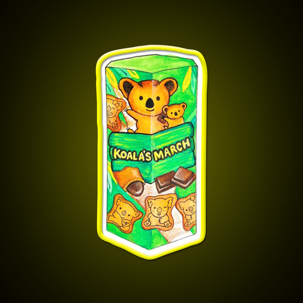 Koalas March Watercolor Snack Food Led Neon Sign Rgb Color - Custom LED neon sign front view