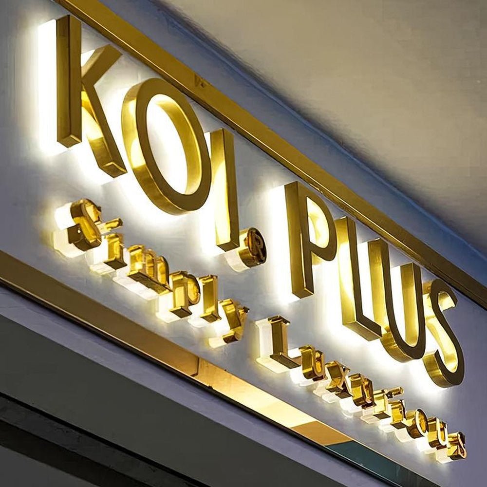 Koi Plus Simply Laxurious 3D Backlit Letters Aluminum Metal Led Sign - Shineneon