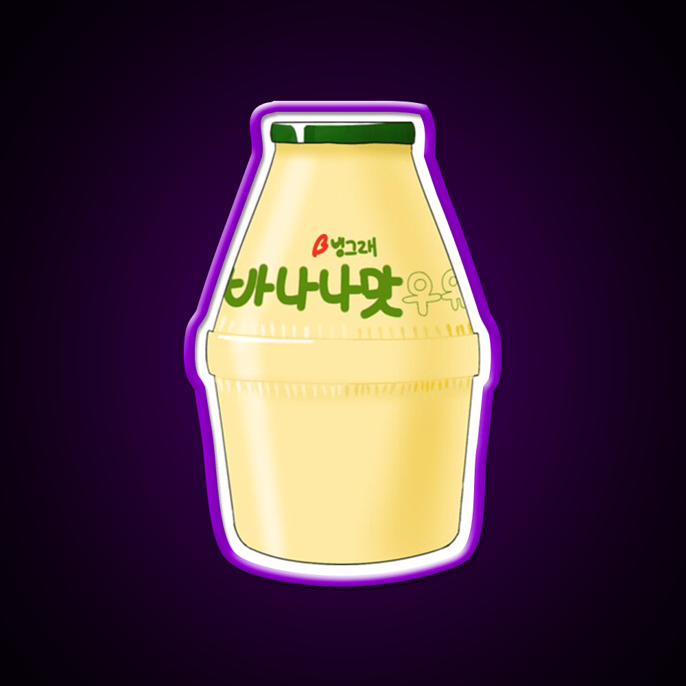 Korean Banana Milk Snack Food Led Neon Sign For Snack Room Rgb Color - Shineneon